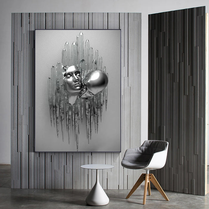 Modern Metal Figure Statue Art Canvas Painting Romantic Abstract Posters and Prints Wall Pictures for Living Room Home Decor