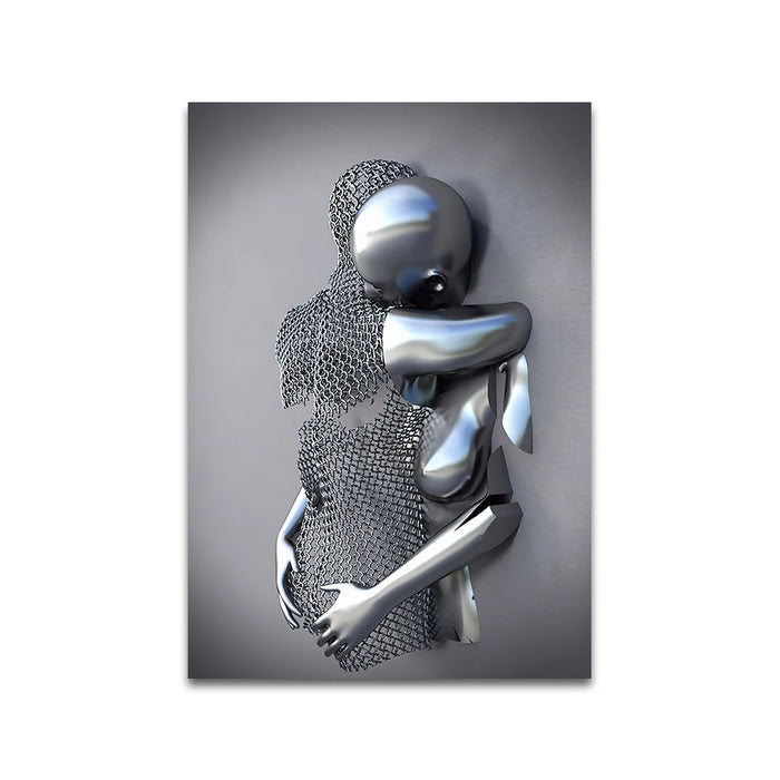 Modern Metal Figure Statue Art Canvas Painting Romantic Abstract Posters and Prints Wall Pictures for Living Room Home Decor