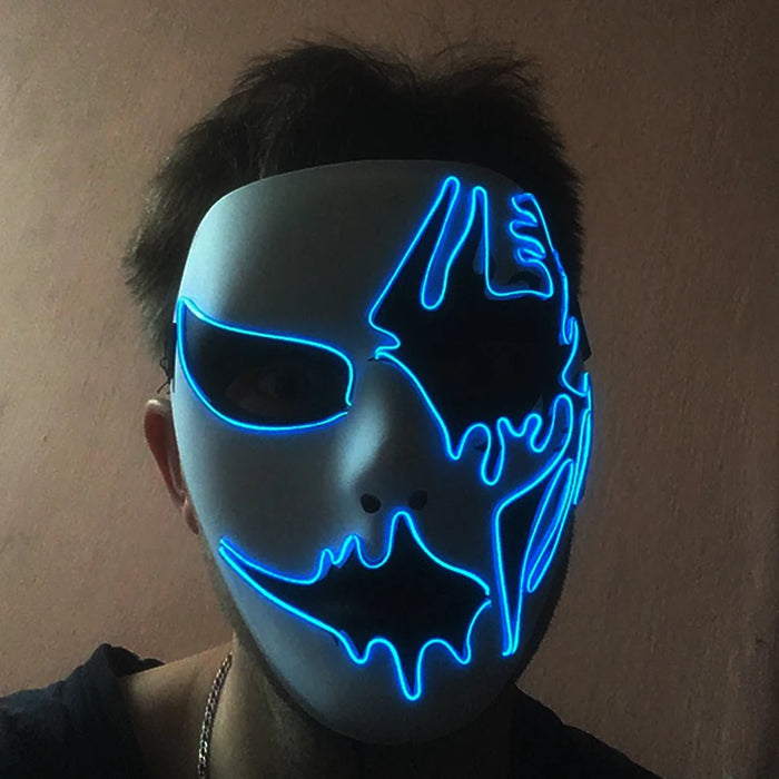 Neon Light LED Mask LED Halloween Scary Mask Cosplay Party Masque Masquerade Masks Halloween Costume Carnival Glow Party Props