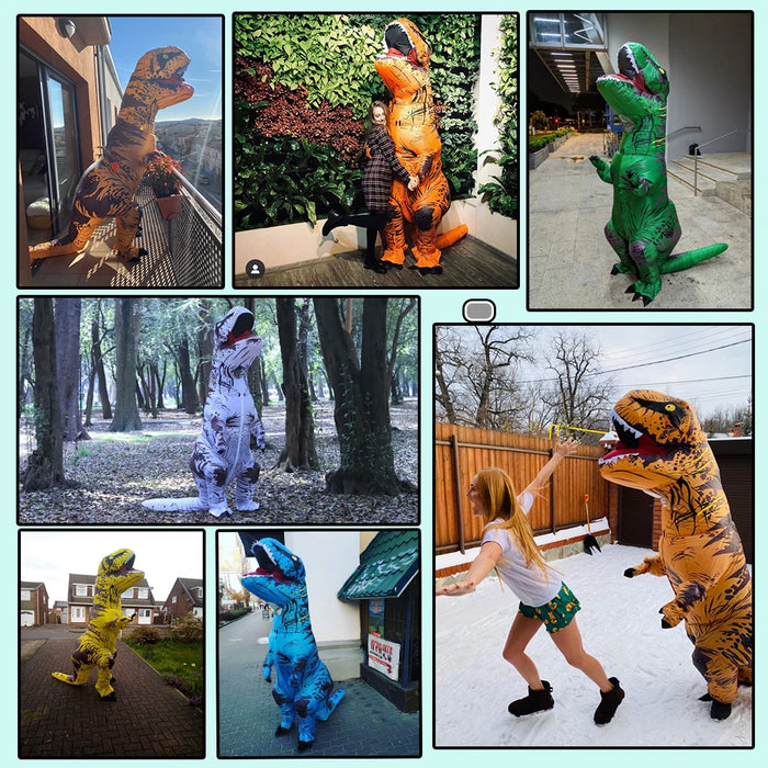 Adult Kids T-Rex Dinosaur Inflatable Costumes Purim Halloween Christmas Mascot Anime Party Cosplay Costume Dress Fancy Suits