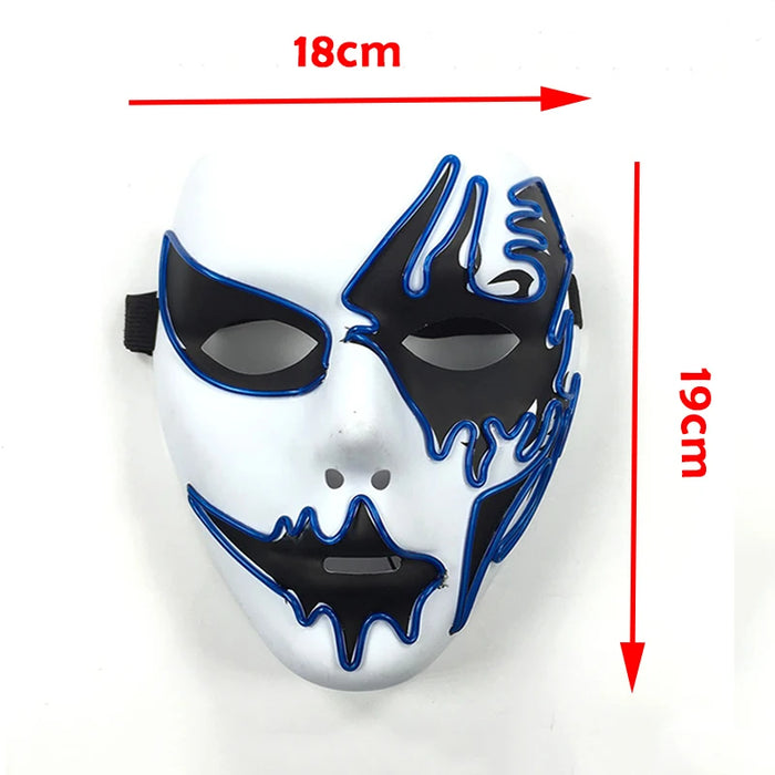 Neon Light LED Mask LED Halloween Scary Mask Cosplay Party Masque Masquerade Masks Halloween Costume Carnival Glow Party Props