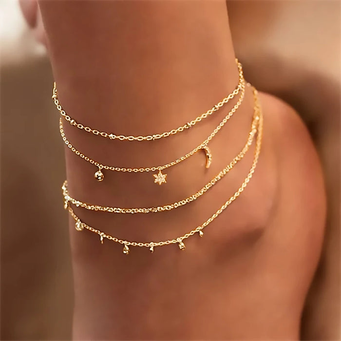 FNIO Bohemia Chain Anklets for Women Foot Accessories Summer Beach Barefoot Sandals Bracelet ankle on the leg Female