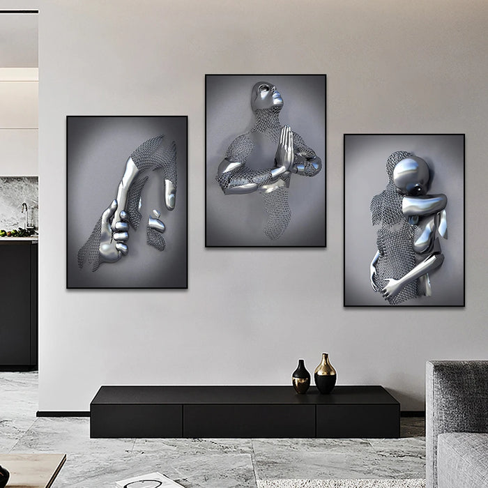 Modern Metal Figure Statue Art Canvas Painting Romantic Abstract Posters and Prints Wall Pictures for Living Room Home Decor