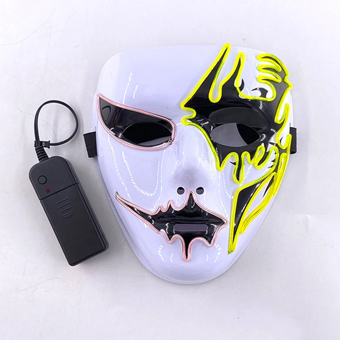 Neon Light LED Mask LED Halloween Scary Mask Cosplay Party Masque Masquerade Masks Halloween Costume Carnival Glow Party Props