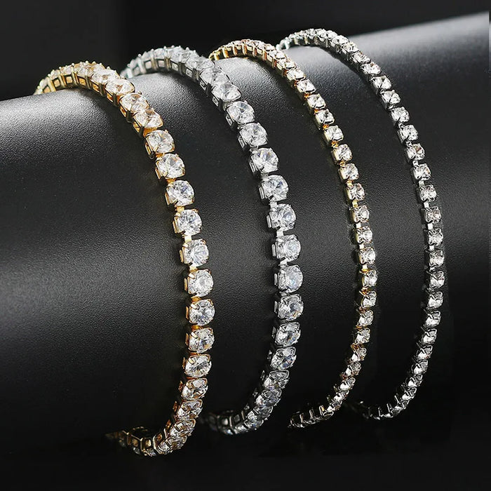 Iced Out Zircon Tennis Bracelet Anklet Chain For Women Dazzling 4mm Cubic Zirconia Silver Color Trend