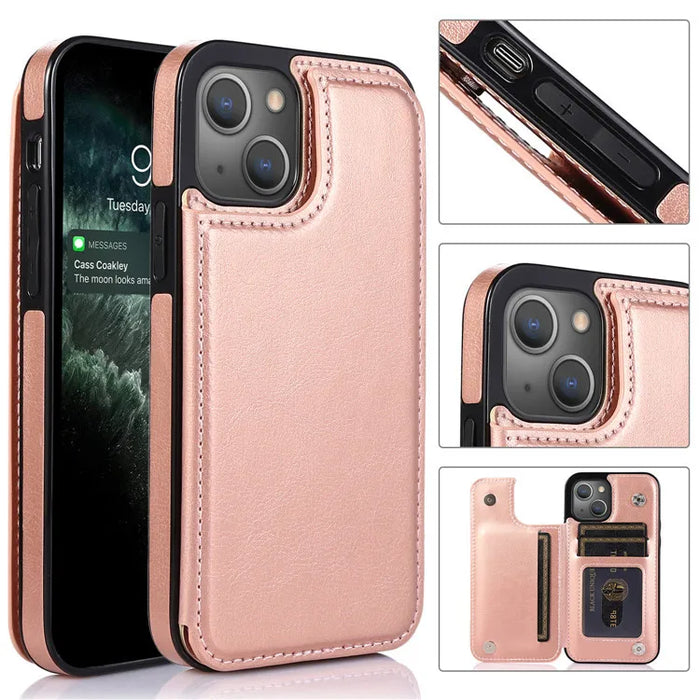 Luxury Slim Fit Premium Leather Cover For iPhone 14 13 11 12 Pro Max Wallet Card Holder Slots Flip Case