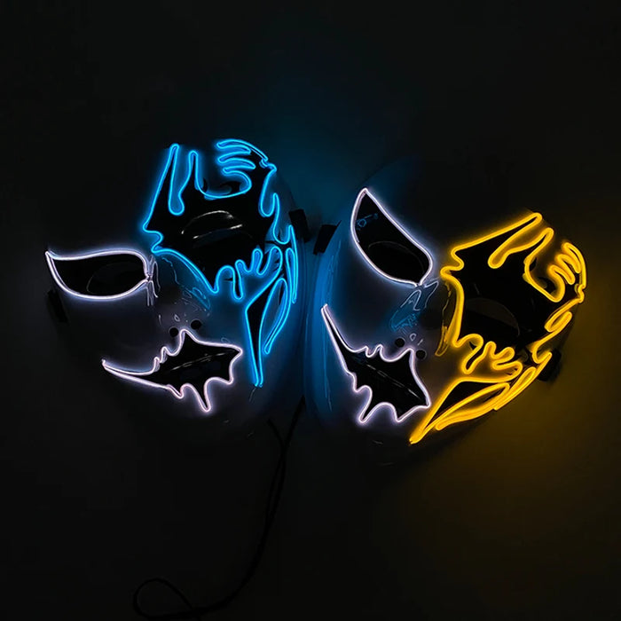 Neon Light LED Mask LED Halloween Scary Mask Cosplay Party Masque Masquerade Masks Halloween Costume Carnival Glow Party Props