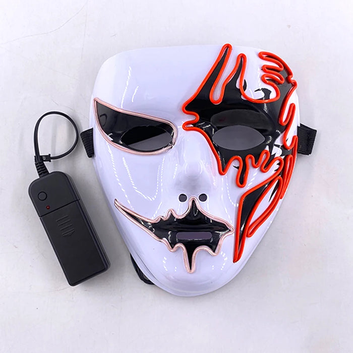 Neon Light LED Mask LED Halloween Scary Mask Cosplay Party Masque Masquerade Masks Halloween Costume Carnival Glow Party Props