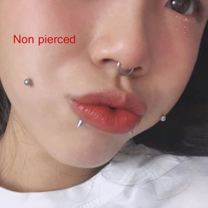 New Arrival Fake Lip Ring Stud Fake Nose Ring Eyebrow Ring Dimple Sticker Face Piercing Body Jewelry Stainless Steel