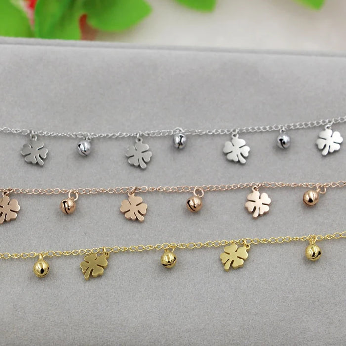 New Arrival Flowers And Bell Anklet For Women Titanium Steel Gold Color Women Jewelry Anklets