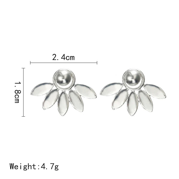 Flower Metal Stud Earrings for Women Rose gold color Double Sided Fashion Jewelry Earrings female Ear brincos Pending