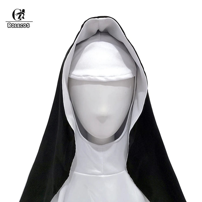 ROLECOS The Nun Cosplay Costume Horror Films Cosplay Cross Ghost Halloween Costume The Conjuring Black Women Halloween Costume