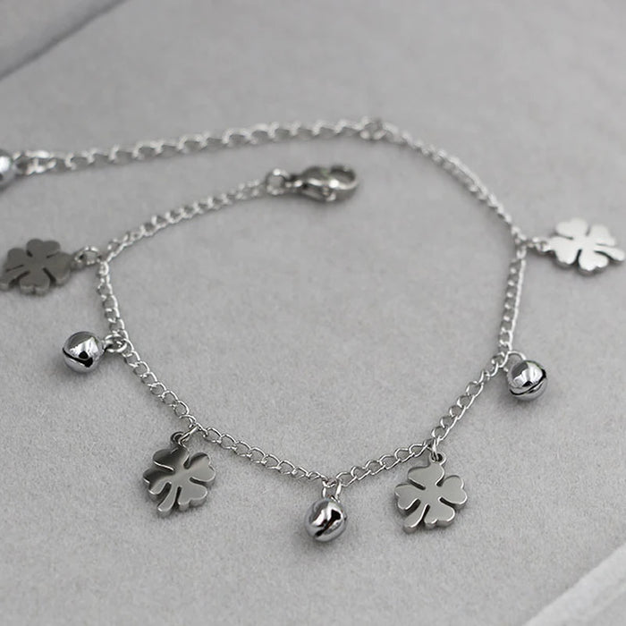 New Arrival Flowers And Bell Anklet For Women Titanium Steel Gold Color Women Jewelry Anklets