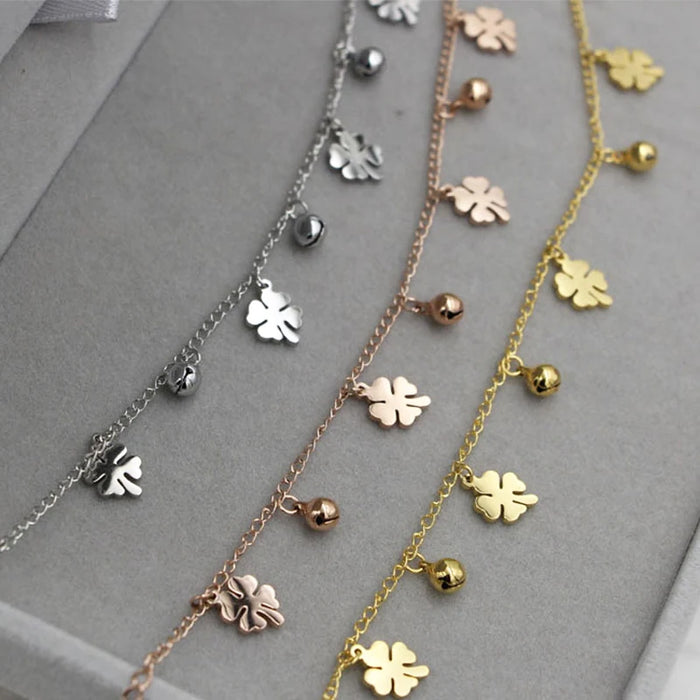 New Arrival Flowers And Bell Anklet For Women Titanium Steel Gold Color Women Jewelry Anklets