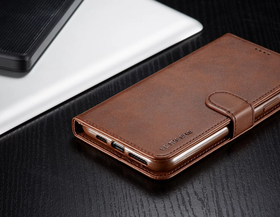 Leather Wallet Case for iPhone 16 15 14 13 12 Pro Max Mini Luxury Flip Cover Coque Card Slot