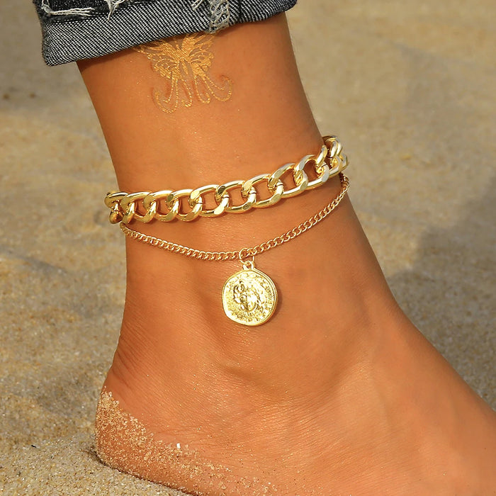 FNIO Bohemia Chain Anklets for Women Foot Accessories Summer Beach Barefoot Sandals Bracelet ankle on the leg Female