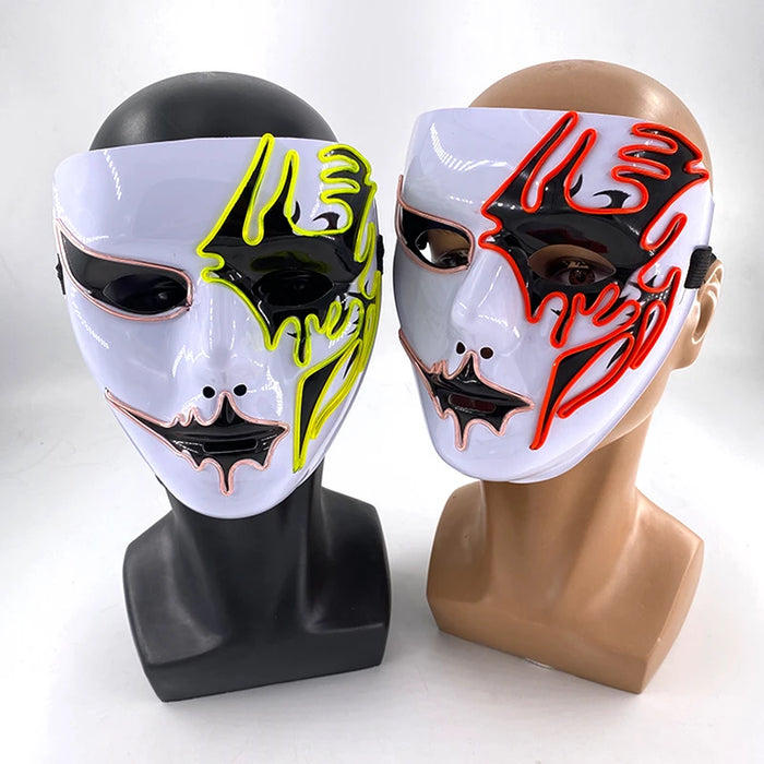 Neon Light LED Mask LED Halloween Scary Mask Cosplay Party Masque Masquerade Masks Halloween Costume Carnival Glow Party Props