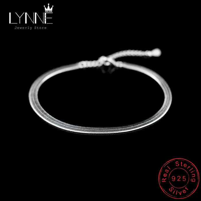 New Arrival Anklet 925 Sterling Ladies Silver Anklets Bracelet Flat Snake Chain For Women Foot Jewelry Barefoot Sandals Anklets