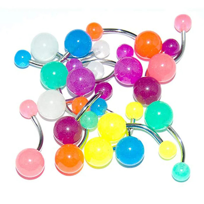 10pcs/lot Glow In The Dark Belly Ring Women's Fashion Navel Bars Rings Punk Body Piercing Ombligo Body Jewelry Mixed Color