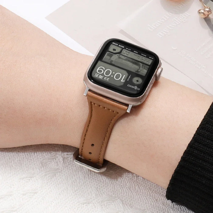 Leather Slim Strap for Apple Watch Band 44mm 40mm 41mm 45mm 38mm 42mm 49mm 44 45 IWatch Series 8 7 SE 6 5 4 3 2 1 Woman Bracelet