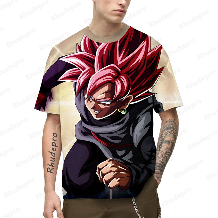 2024 New Anime Goku 3D Printed Men's T-shirt Children's Street Leisure Sports Top Summer Cosplay T Shirt Short sleeve