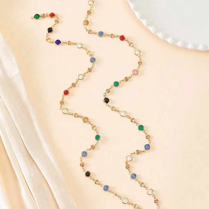 New Luxury Colorful Crystal Zircon Necklace for Women Shiny Rhinestone Long Tassel Choker Bohemian Statement Jewelry Gifts