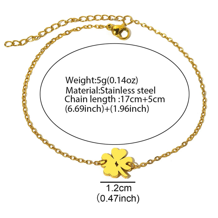 Stainless Steel Anklets Light Luxury Gorgeous Hanging Openwork Clover Anklet For Women Jewelry Banquet Fashion Exquisite Gifts