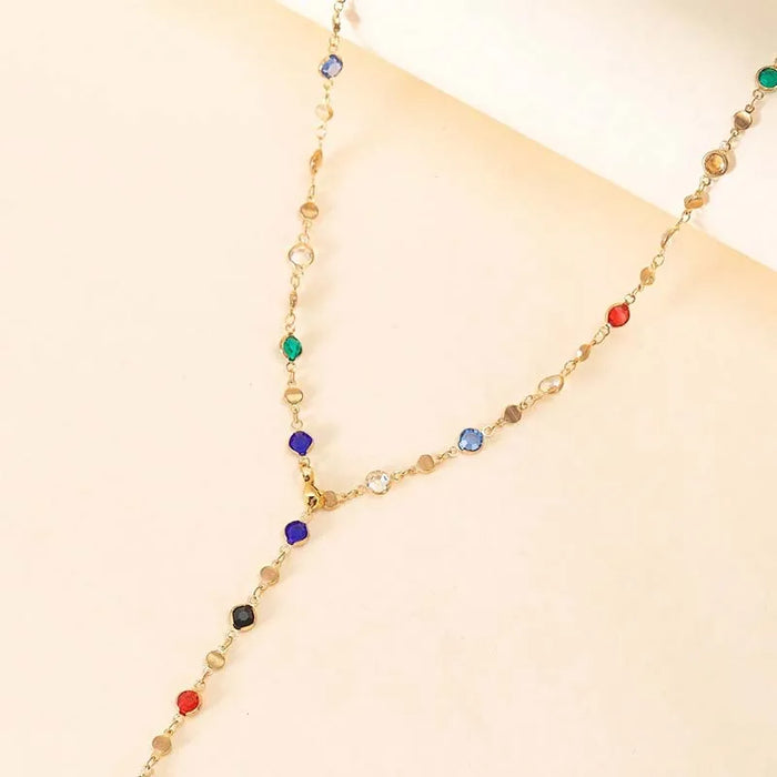 New Luxury Colorful Crystal Zircon Necklace for Women Shiny Rhinestone Long Tassel Choker Bohemian Statement Jewelry Gifts