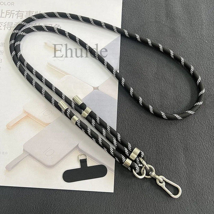 New Lanyard Silver Double Buckle Adjustable Wrist Hand Crossbody Strap Cord Hang Mobile Cell Phone Shoulder Chain Key Rope