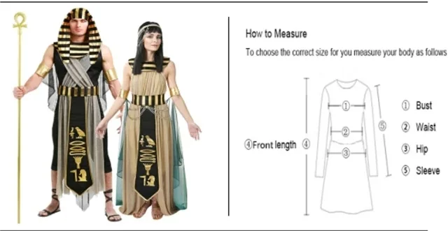 Halloween Ancient Egypt Egyptian Pharaoh Costume for Men King Cleopatra Queen Cosplay Carnival Party Medieval Couple Party Dress