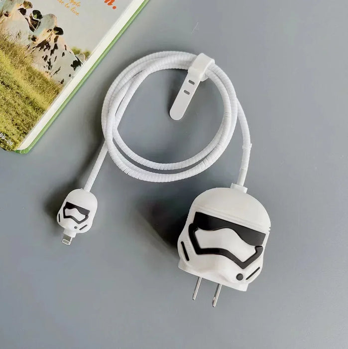 4Pcs/Set  Cute 3D Cartoon Set Cable Protector for iPhone / iPad 18W/20W Charger Case Phone Wire Cord Organizers