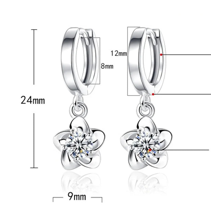 925 Sterling Silver Earrings Jewelry High Quality Retro Simple Pattern Purple White Zircon Earrings