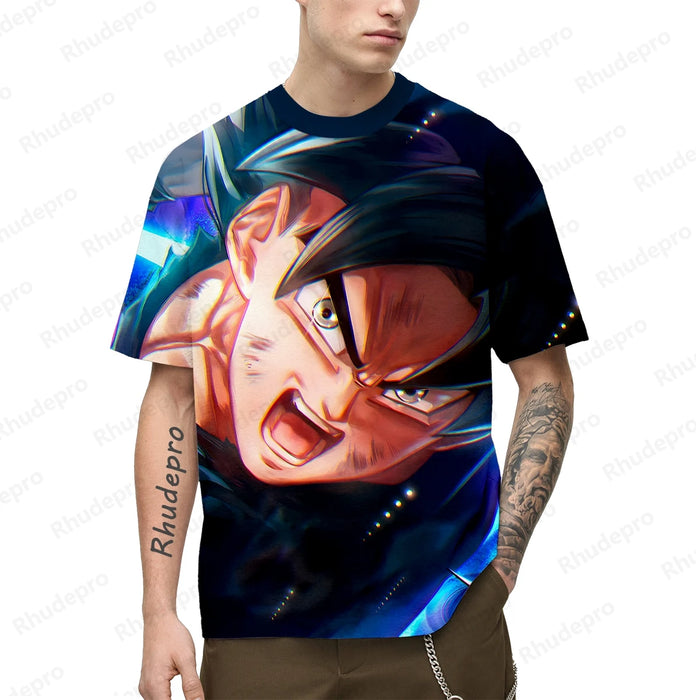 2024 New Anime Goku 3D Printed Men's T-shirt Children's Street Leisure Sports Top Summer Cosplay T Shirt Short sleeve