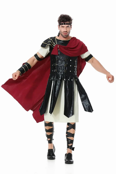 Medieval Cosplay Roman Royal Knight Warrior Costumes Halloween Carnival Dress Up for Men Adult European Gladiators Soldier Cloak