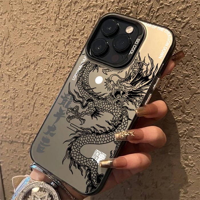 Luxury Dragon Totem Anti-drop Armour Case For iPhone 16 15 Pro Max 15 14 13 Pro Lens protect plating Cover