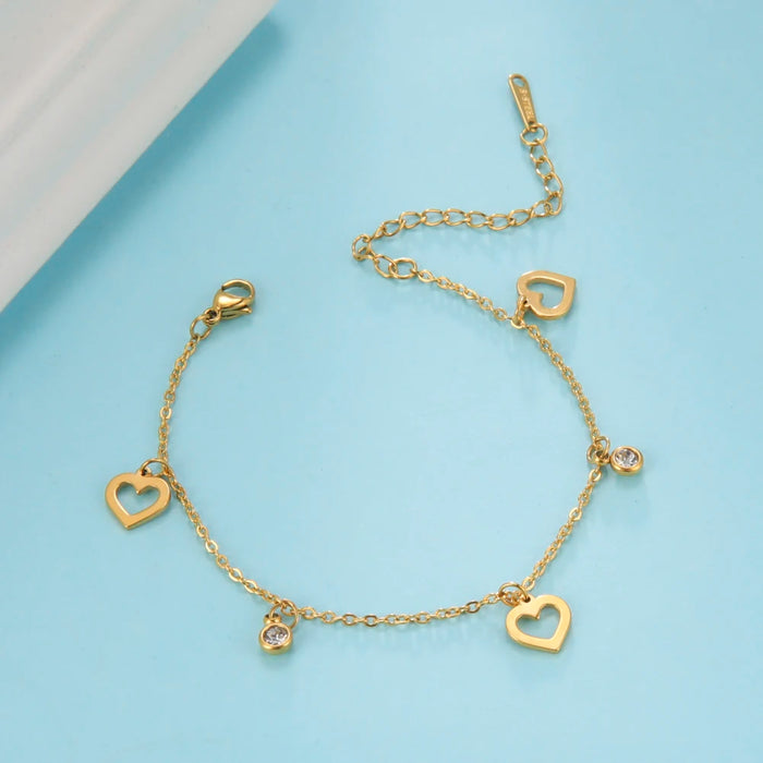 Fashion Stainless Steel Fashion Tiny Heart Charms Anklet Girl Summer Beach Dainty Moon Star Dangles Bohem Cute Ankle