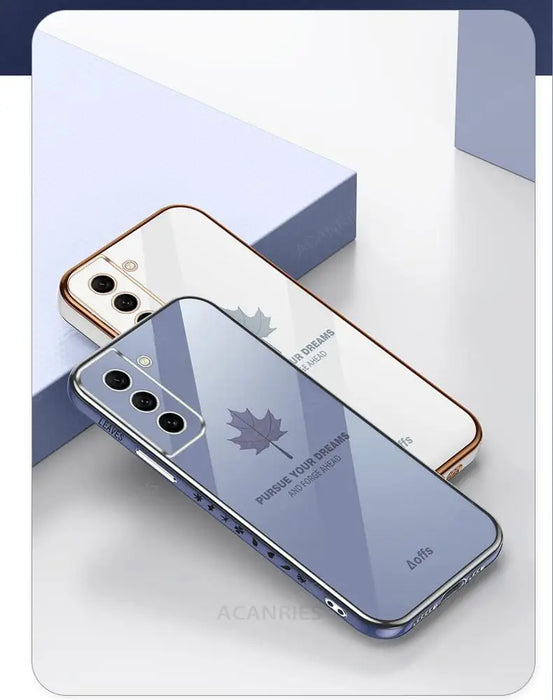 S 23 22 21 Luxury Maple Leaf Lanyard Case For Samsung Galaxy S21 S23 S22 Ultra Plus S20 Fe S10 Plating Silicone Cover Note 20 10