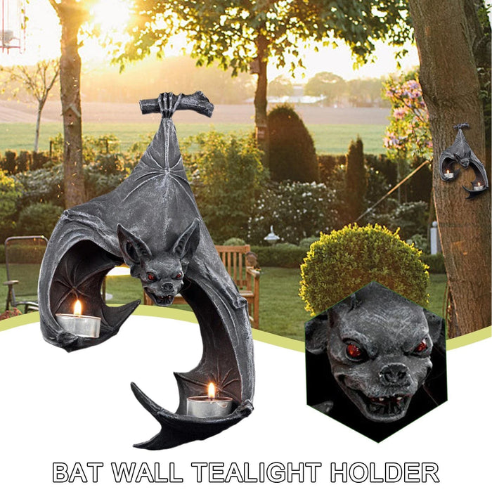 Bat Wall Tealight Holder,Black Resin Gothic Candle Holders,Unique Delicate Wall Sconce Decor,Home Accessory for Halloween