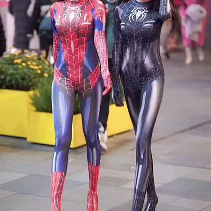 Anime Women Girls Sexy Spiderman Cosplay Zentai Bodysuit Jumpsuit Superhero Spider Man Costumes Halloween Carnival Party Outfits