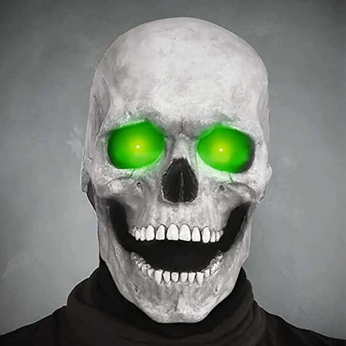 Halloween Skull Masks  LED Eyes Glowing Mouth Movable Horror Skull Head Mask Skull Full Head Bone Cover Haunted House Props