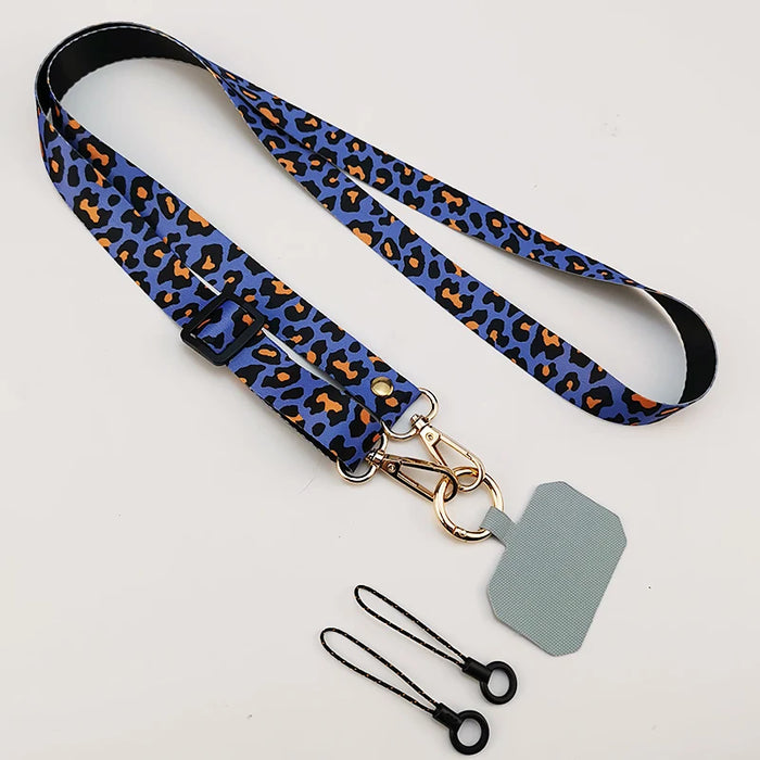 Leopard Print Crossbody Cell Phone Lanyard Strap Neck Cord Mobile phone Lanyards Chain With Universal Gasket for All Phone Case