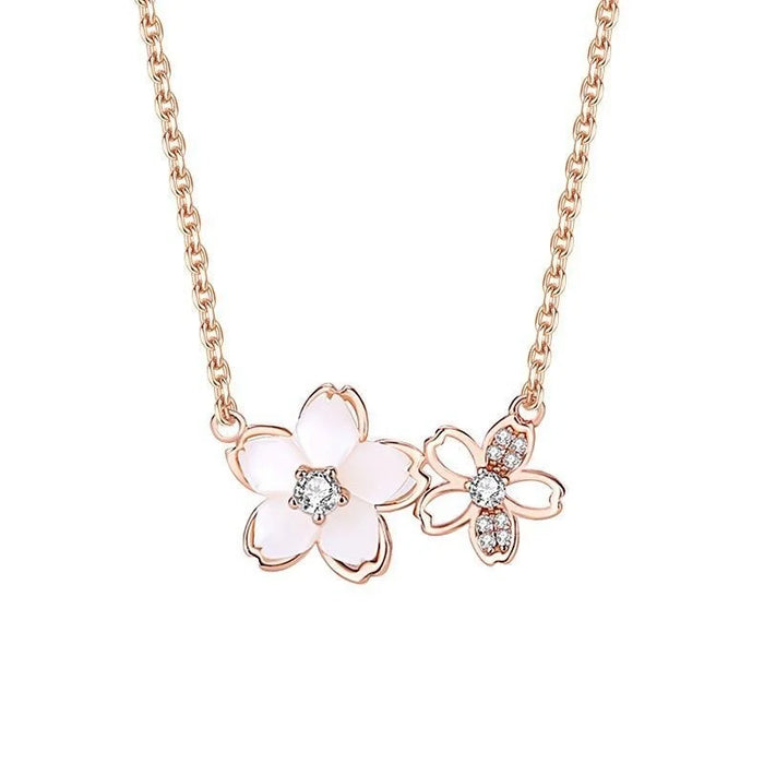 New Simple Luxury Zircon Flowers Pendant Clavicle Chain Necklace Women Summer Beach Casual Jewelry Accessories Gift