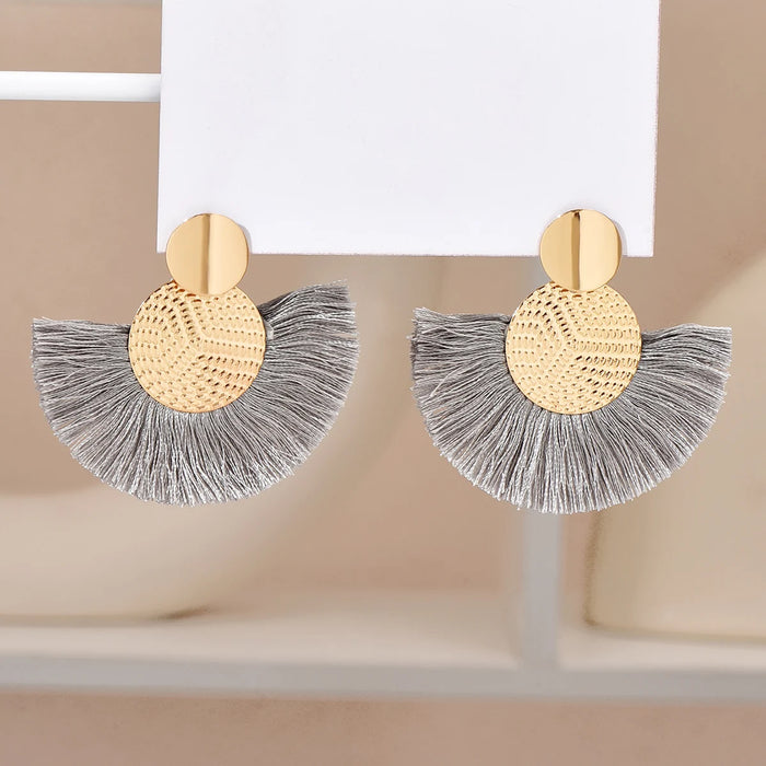 Fashion Bohemian Big Tassel Dangle White Fringe Earrings for  Women Statement Wedding