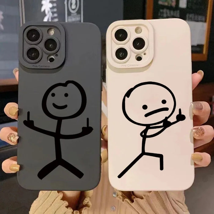 Cute Cartoon Matchman Matte Silicone Phone Case For iPhone 16 14 15 Pro Max Soft Back Cover