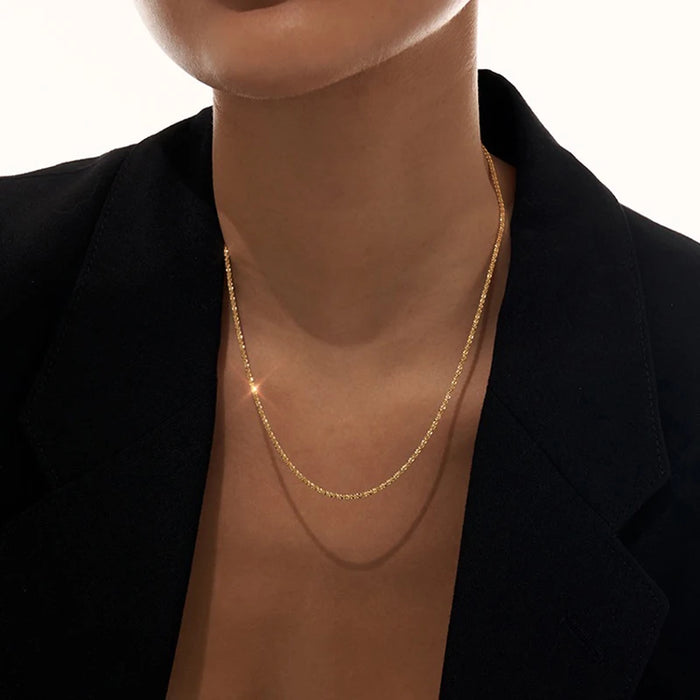 Luxury Gold Silver Color Shiny Glossy Chain Necklace for Women Elegant Chokers Necklace Birthday Party Jewelry Collares Mujer