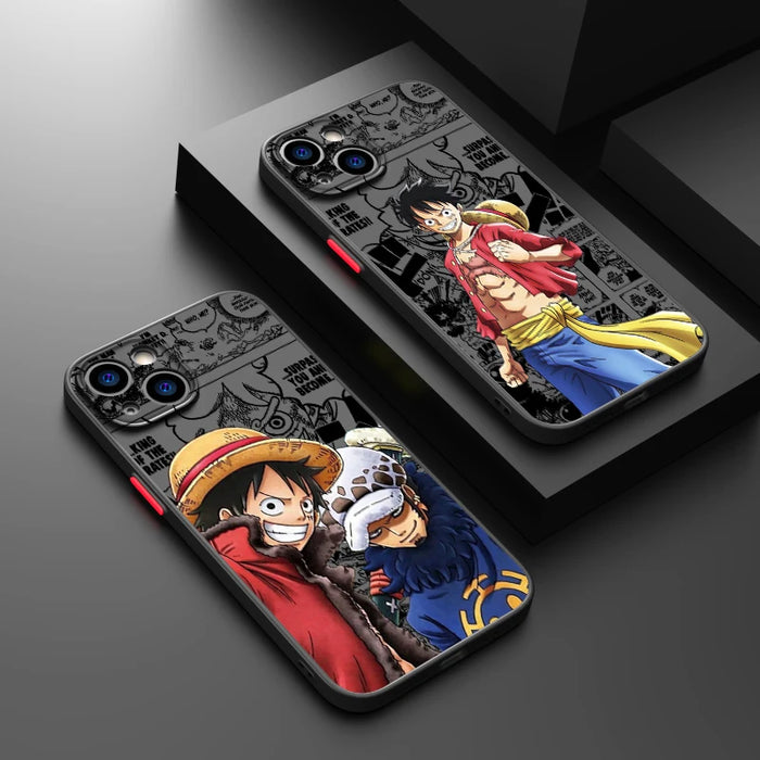 Anime One Pieces Luffy Phone Case For iPhone 15 14 13 12 11 Pro Max mini Frosted Translucent Cover