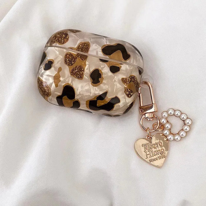 Pearl Earphone Cases For Airpods Pro 2 Leopard Pendant Headphone Protective Cover For Apple Airpod 3 Pro 2 1 3rd Generation Case