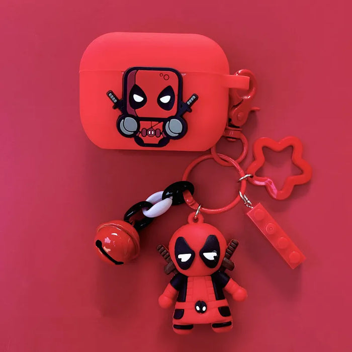 Cartoon Marvel Deadpool Earphone Case Cover For Airpods 4/Pro 2/3/1 2 Silicone Wireless Earbuds Protective Shell With Keychain