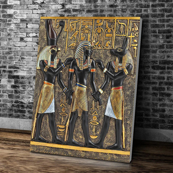 Black Golden Ancient Egyptian Art Prints 3D Posters Pharaoh And His Maidens Canvas Wall Painting For Room Decorative Pictures