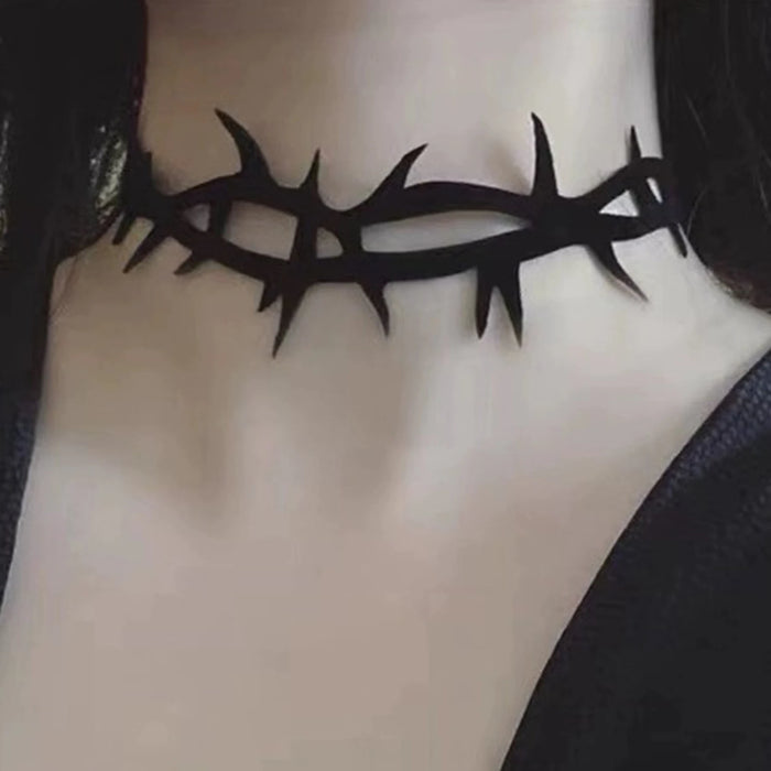 Gothic Black Lace Velvet Thorn Necklace For Women Fashion Punk Choker Necklace Halloween Party Chokers Necklaces Jewelry Gifts